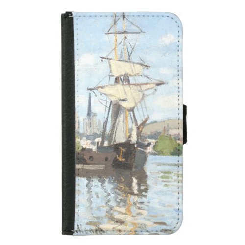 Claude Monet Ships Riding on the Seine at Rouen Samsung Galaxy S5 Wallet Case