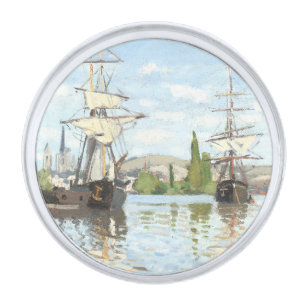 Claude Monet. Ships Riding on the Seine at Rouen Silver Finish Lapel Pin