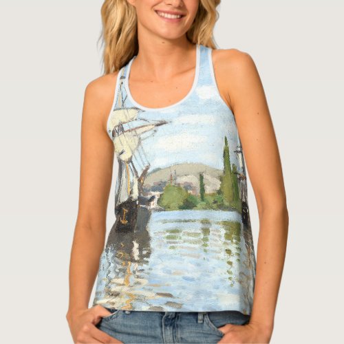 Claude Monet Ships Riding on the Seine at Rouen Tank Top