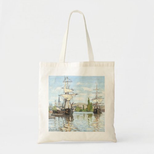 Claude Monet Ships Riding on the Seine at Rouen Tote Bag