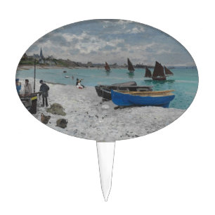 Claude Monet Sky Clouds Boats Ships Sea Ocean Cake Topper