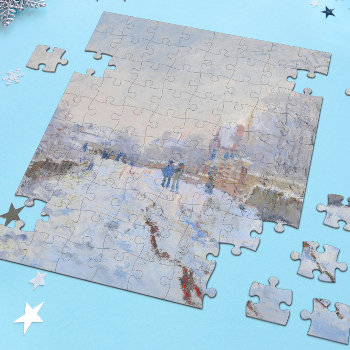 Claude Monet // Snow At Argenteuil Jigsaw Puzzle by decodesigns at Zazzle