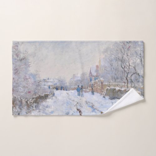 Claude Monet _ Snow Scene at Argenteuil Bath Towel Set