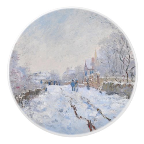 Claude Monet _ Snow Scene at Argenteuil Ceramic Knob