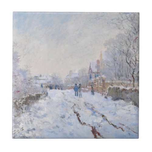 Claude Monet _ Snow Scene at Argenteuil Ceramic Tile