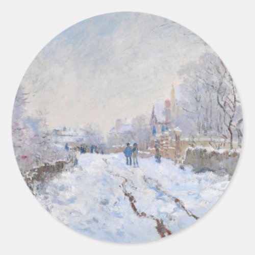 Claude Monet _ Snow Scene at Argenteuil Classic Round Sticker