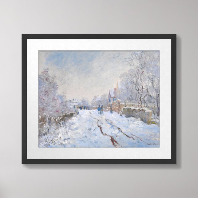 Claude Monet - Snow Scene at Argenteuil Framed Art (Framed Front)