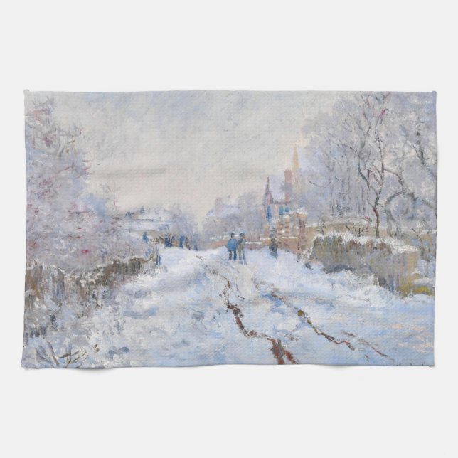 Claude Monet - Snow Scene at Argenteuil Kitchen Towel (Horizontal)