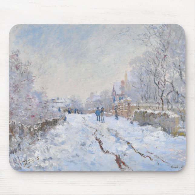 Claude Monet - Snow Scene at Argenteuil Mouse Pad (Front)