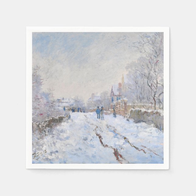 Claude Monet - Snow Scene at Argenteuil Napkins (Front)