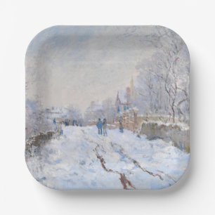 Claude Monet - Snow Scene at Argenteuil Paper Plates