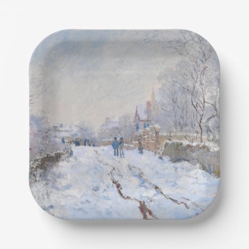 Claude Monet _ Snow Scene at Argenteuil Paper Plates