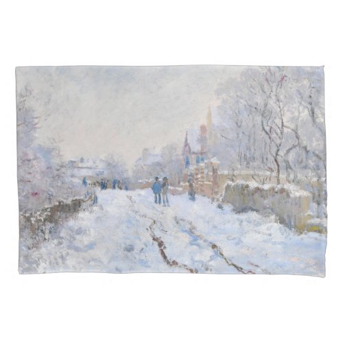 Claude Monet _ Snow Scene at Argenteuil Pillow Case