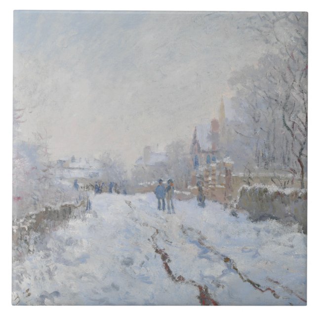 Claude Monet - Snow Scene at Argenteuil Tile (Front)