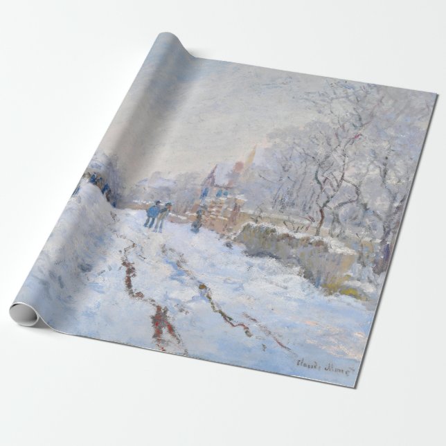 Claude Monet - Snow Scene at Argenteuil Wrapping Paper (Unrolled)