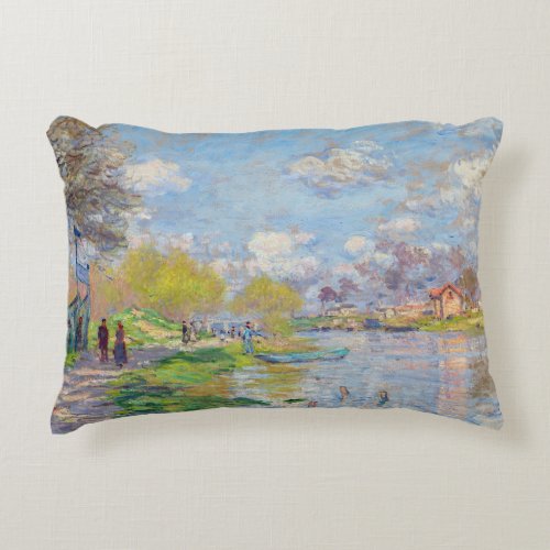 Claude Monet _ Spring by the Seine Accent Pillow