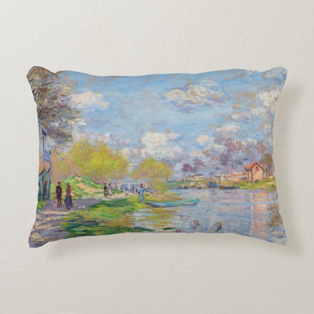 Claude Monet - Spring by the Seine Accent Pillow (Front)