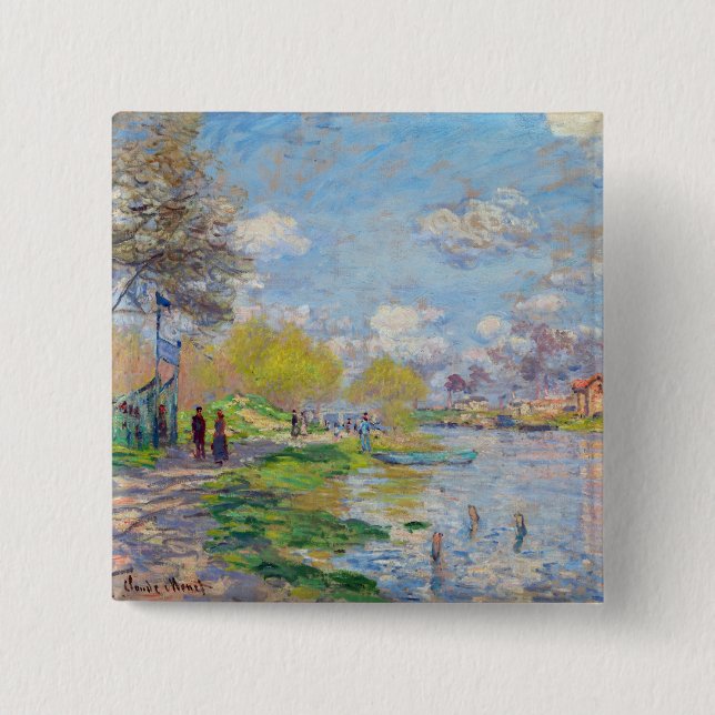 Claude Monet - Spring by the Seine Button (Front)