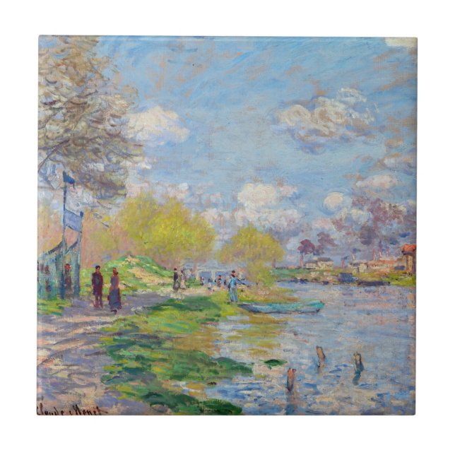 Claude Monet - Spring by the Seine Ceramic Tile (Front)