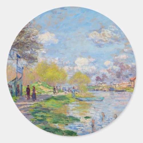 Claude Monet _ Spring by the Seine Classic Round Sticker