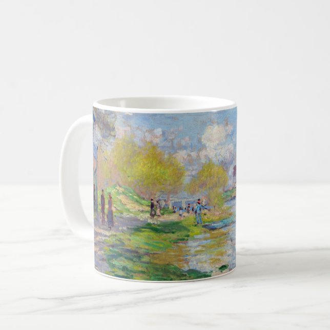 Claude Monet - Spring by the Seine Coffee Mug (Front Left)