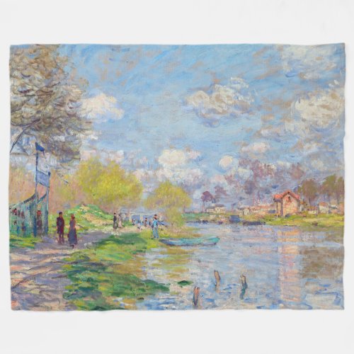 Claude Monet _ Spring by the Seine Fleece Blanket