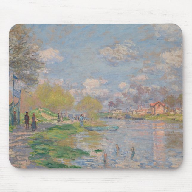 Claude Monet - Spring by the Seine Mouse Pad (Front)
