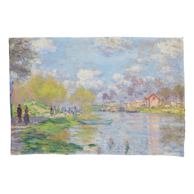 Claude Monet - Spring by the Seine Pillow Case (Front)