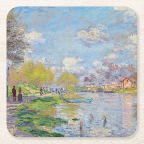 Claude Monet _ Spring by the Seine Square Paper Coaster