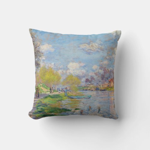 Claude Monet _ Spring by the Seine Throw Pillow