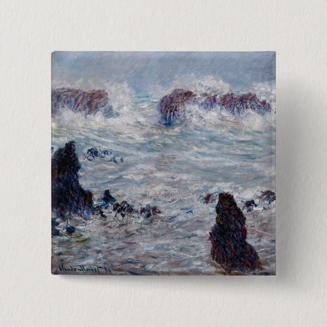 Claude Monet - Storm off the Belle-Ile Coast Button (Front)
