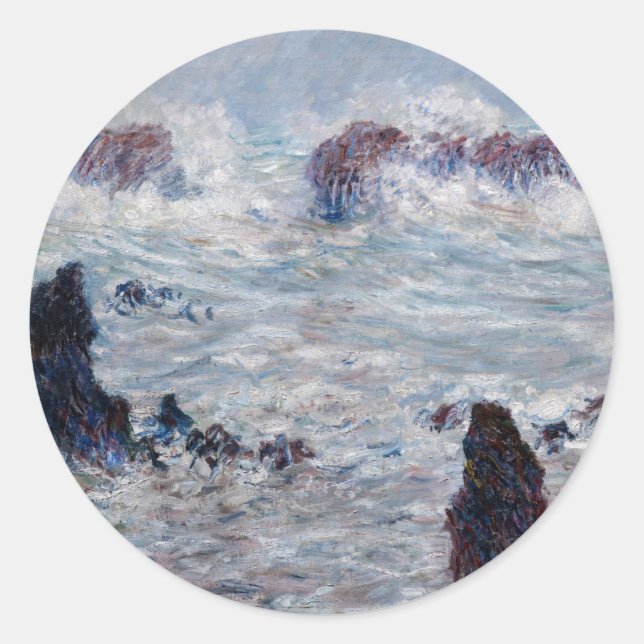 Claude Monet - Storm off the Belle-Ile Coast Classic Round Sticker (Front)