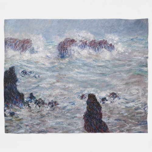 Claude Monet _ Storm off the Belle_Ile Coast Fleece Blanket
