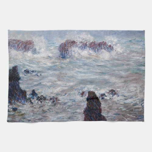 Claude Monet _ Storm off the Belle_Ile Coast Kitchen Towel