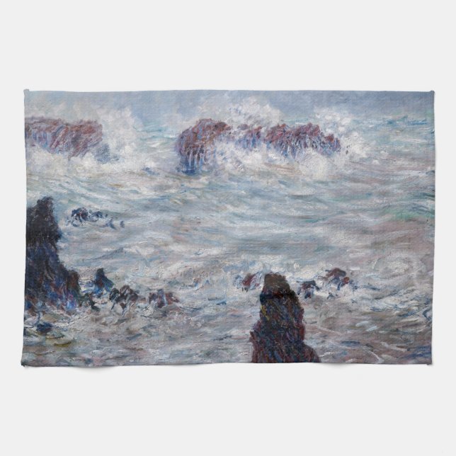 Claude Monet - Storm off the Belle-Ile Coast Kitchen Towel (Horizontal)