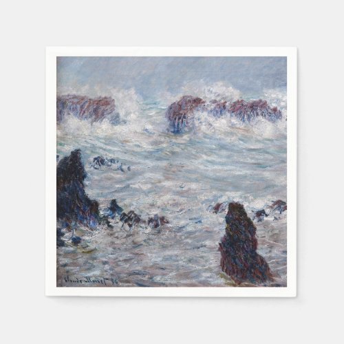 Claude Monet _ Storm off the Belle_Ile Coast Napkins