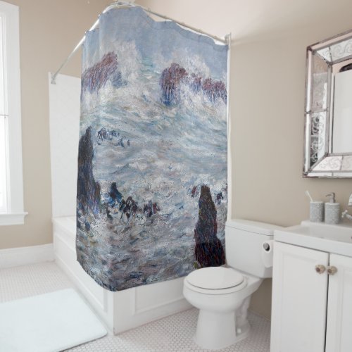 Claude Monet _ Storm off the Belle_Ile Coast Shower Curtain