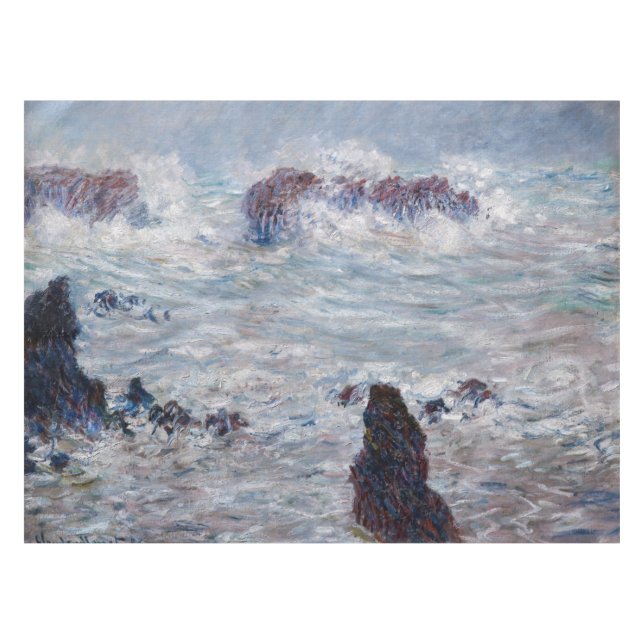 Claude Monet - Storm off the Belle-Ile Coast Tablecloth (Front (Horizontal))