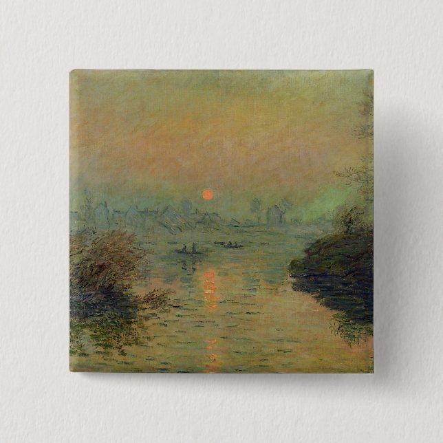 Claude Monet | Sun Setting over the Seine Button (Front)