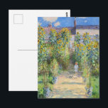 Claude Monet Sunflower Garden at Vétheuil Postcard<br><div class="desc">"The Artist's Garden at Vétheuil" (1881) is a luminous masterpiece by the legendary French Impressionist Claude Monet. This captivating painting captures the sun-drenched path leading to Monet’s home, flanked by towering, vibrant sunflowers in full bloom. Two large blue-and-white patterned ceramic pots add a touch of classic elegance to the foreground....</div>