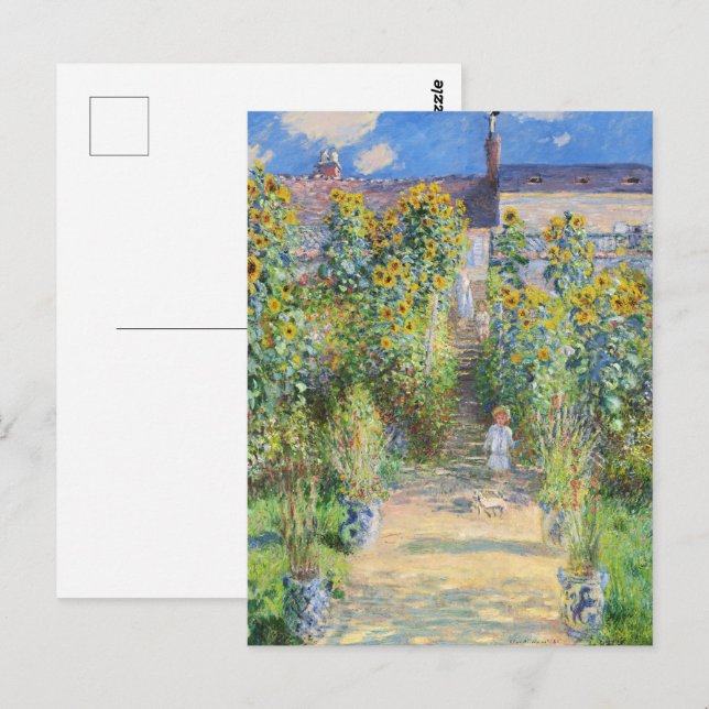 Claude Monet Sunflower Garden at Vétheuil Postcard (Front/Back)