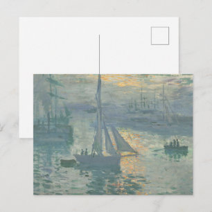 Claude Monet Sunrise 1873 Sailboats Harbor Art Postcard