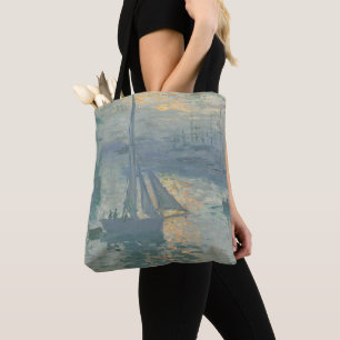 Claude Monet Sunrise 1873 Sailboats Harbor Art Tote Bag