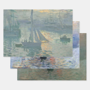 Claude Monet Sunrise 1873 Sailboats Harbor Art Wrapping Paper Sheets