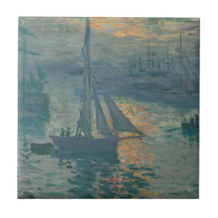 Claude Monet Sunrise Marine Sailboat Impressionism Ceramic Tile