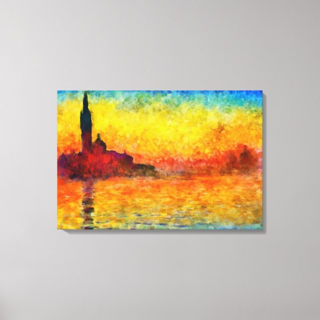 Claude Monet Sunset In Venice Impressionist Art Canvas Print (Front)