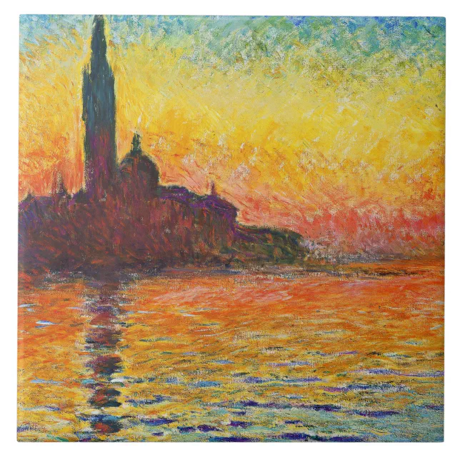 Claude Monet Sunset In Venice Impressionist Art Ceramic Tile | Zazzle