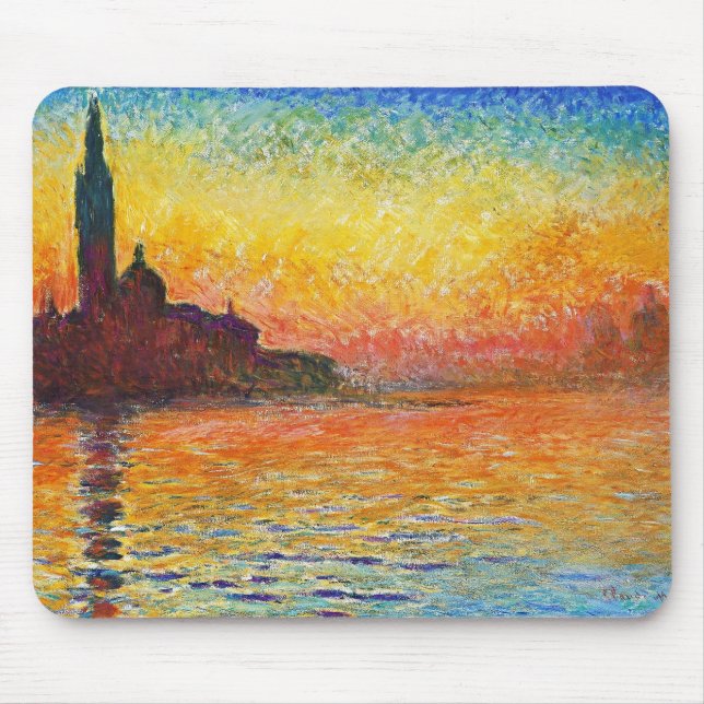 Claude Monet Sunset In Venice Impressionist Art Mouse Pad (Front)