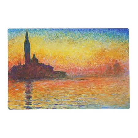 Claude Monet Sunset In Venice Impressionist Art Placemat