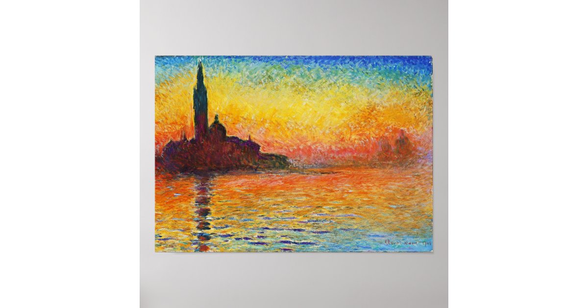 Claude Monet Sunset In Venice Impressionist Art Poster | Zazzle